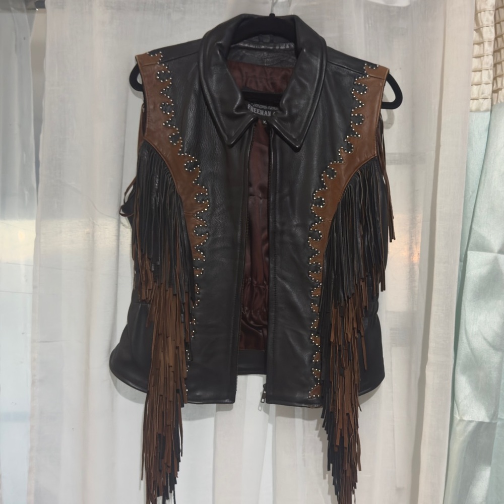 Biker Heaven Leather Vest with Fringe NWOT